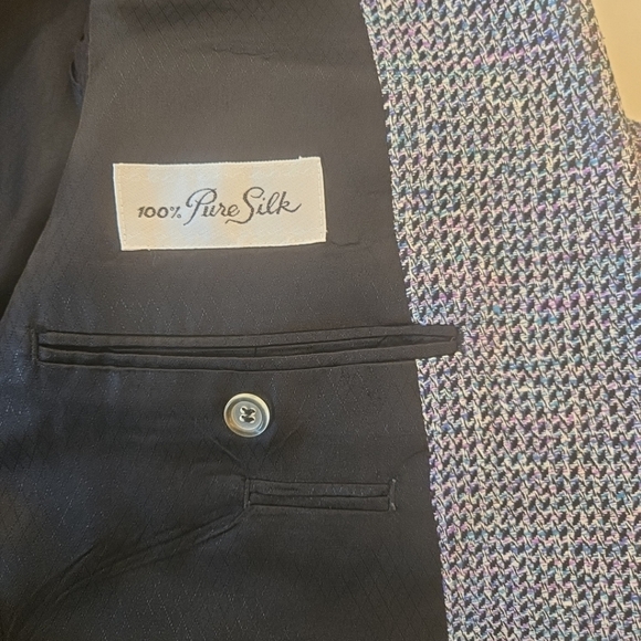 Bachrach 100% Silk Single Breasted Tweed All Seasons Blazer Mens 44R - Picture 8 of 10
